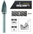 Борфреза твердосплавна заокруглена ALPEN-MAYKESTAG, SPG, Ø8x63, зуб 3, привід Ø6mm 0780306108100. Фото-2